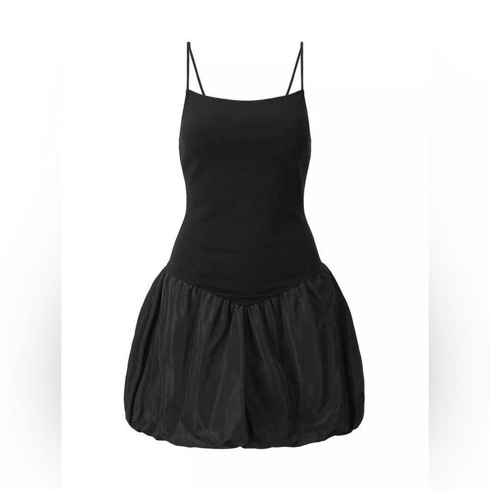 Staud Black Spaghetti Bubble Dress